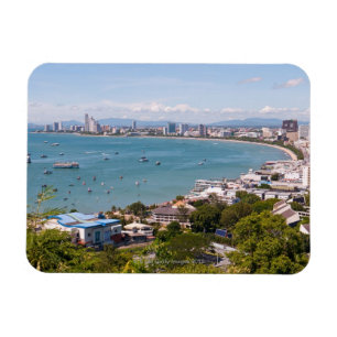 Beskåda över den Pattaya bay.en Magnet