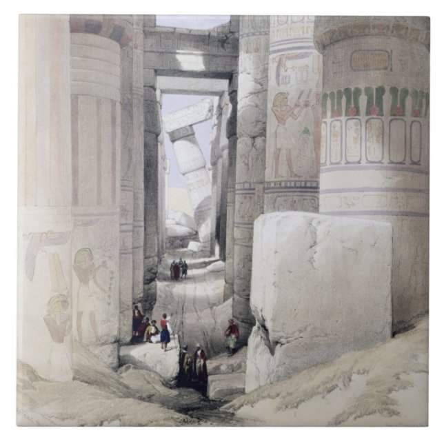 Beskåda till och med Hallen av kolonner, Karnak, Kakelplatta (Framsidan)