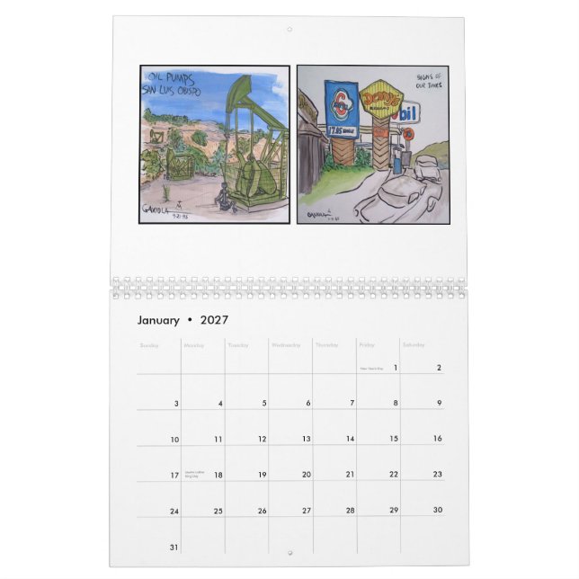 Beskådar av San Luis Obispo County Kalender (Jan 2027)