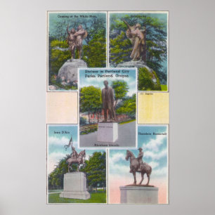 Beskådar av statyer i Portland stadsparker Poster