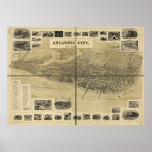 Beskådar det Atlantic City NJ fågelögat 1900 de Poster