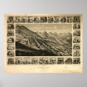 Beskådar det Virginia City NV fågelögat 1861 den Poster