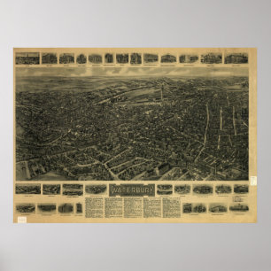Beskådar det Waterbury CT fågelögat 1917 den Poster