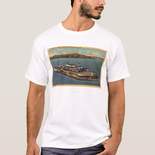 "Beskådar stenen," av den Alcatraz ön T-shirt (Framsida)