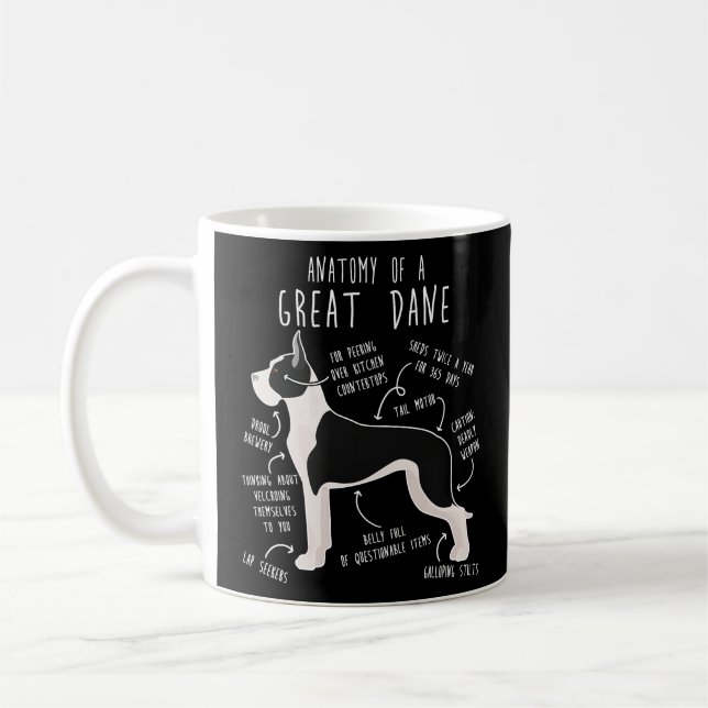 Beskär Mantle Great dane Hund Anatomy Kaffemugg (Vänster)