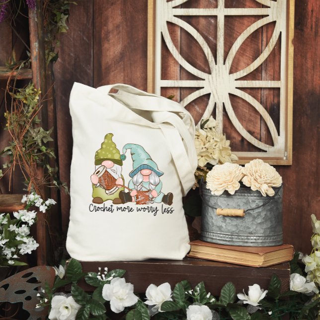 Beskär mer oro mindre än Tote Bag med Cute Gnomes Tygkasse (Skapare uppladdad)