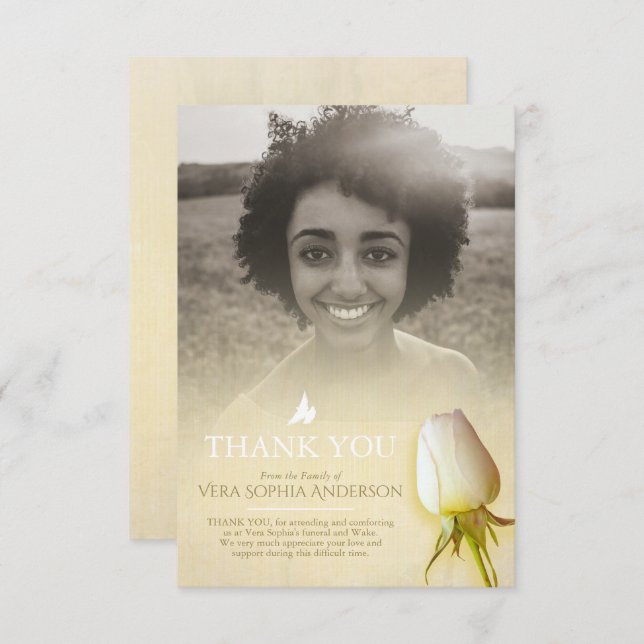 Beskattning av vit ros-fotofamiljen tack kort (Fram/baksida)