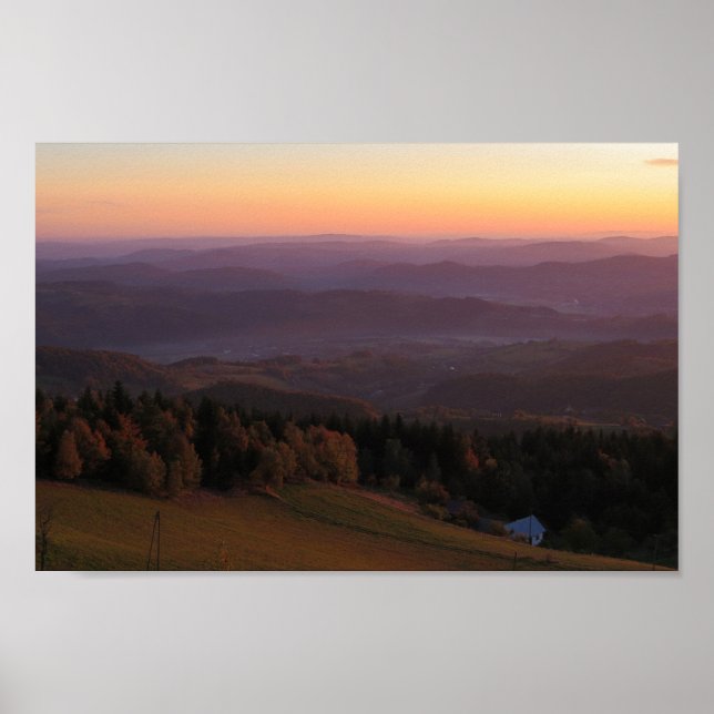 Beskid Wyspowy sunrise Poster (Framsidan)