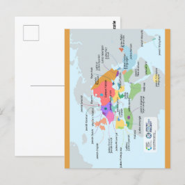 Beskjutna Karta på judiska språk Vykort