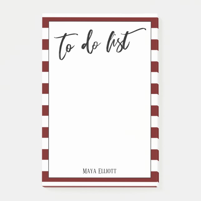 Beskriv strimlad Burgundy Gräns Post-it Block (Framsida)