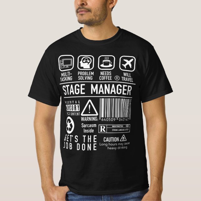 Beskrivning av definitionsjobb för scenhanteraren t shirt (Framsida)