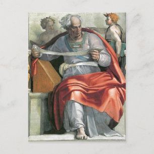 Beskrivning av Michelangelo och hans fresco Vykort