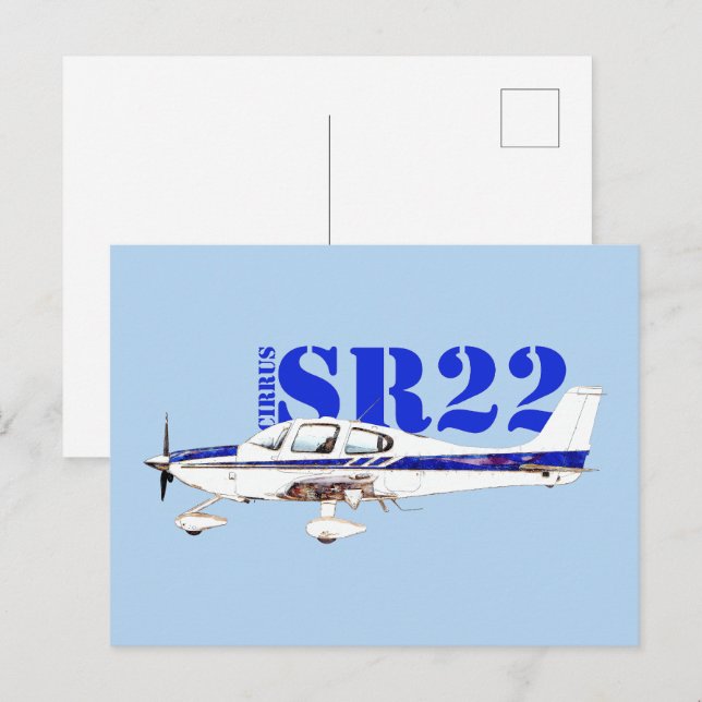 Beskrivning av SR22-ljusluftfartygets utformning i Vykort (Fram/baksida)