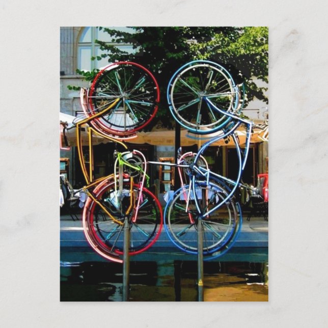 Beskrivning Robert Rauschenberg Riding Bikes, Obj Vykort (Framsida)