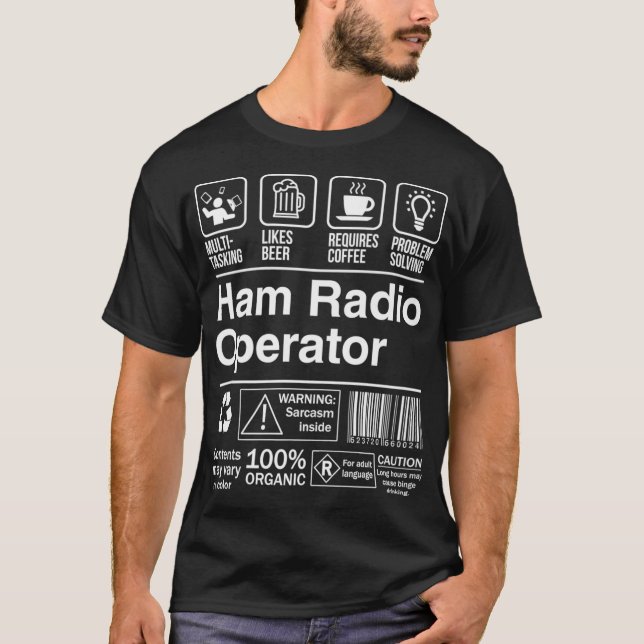 Beskrivningsetikett för Ham Radio Operator Funny D T Shirt (Framsida)