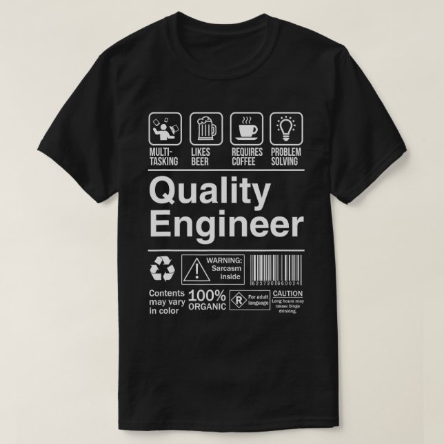 Beskrivningsetikett för Quality Ingenjör Funny Des T Shirt (Design framsida)
