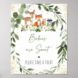 Beskrivningsskylt för Woodland Greenery Baby Showe Poster
