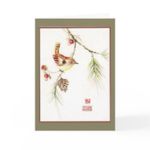 Besksöta--Carolina gärdsmyg. Helgdagkort