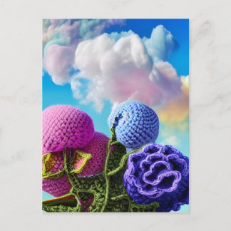 Beskurna vilda blommor i molnen Digital Art Vykort