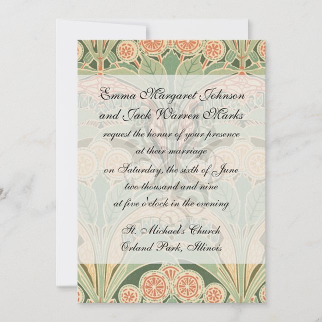 besläktad trädgårdskonst art nouveau inbjudningar (Framsida)