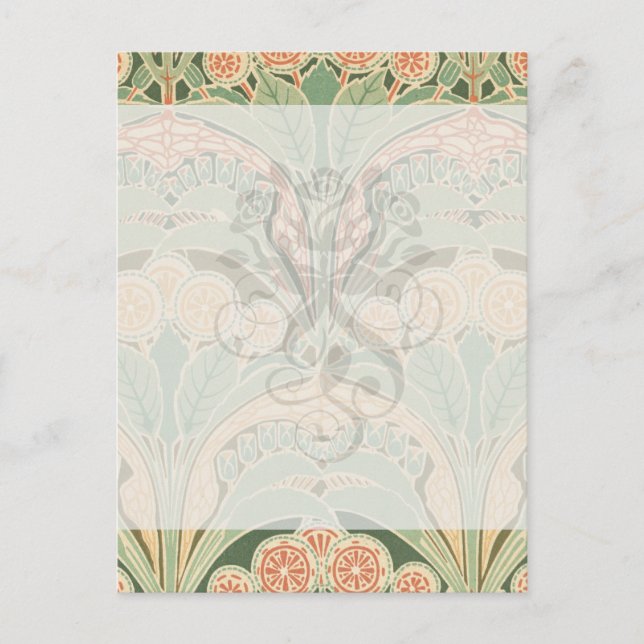 besläktad trädgårdskonst art nouveau vykort (Framsida)