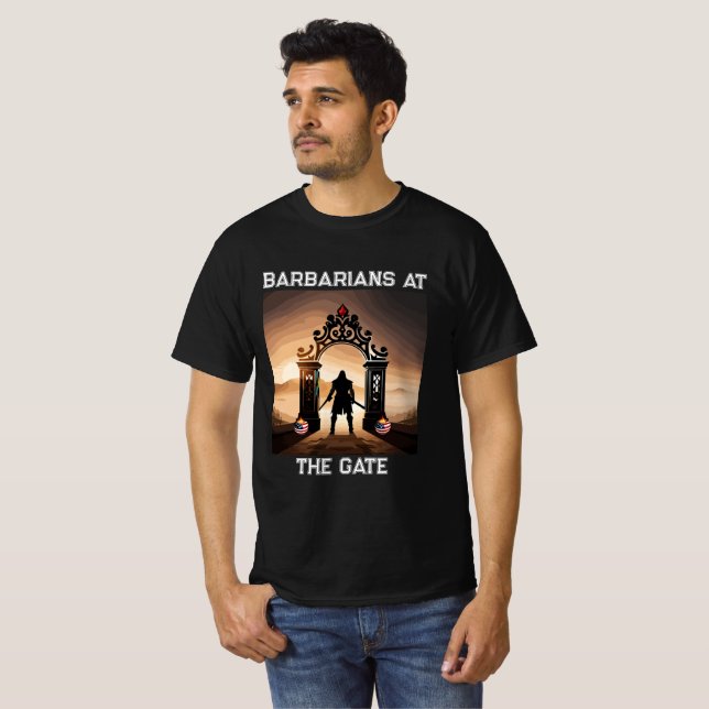 Besläktaren: Barbarer i Grind i Amerika T Shirt (Hel framsida)
