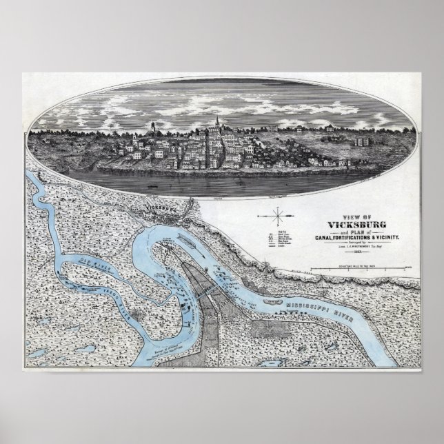 Besläktingen i Vicksburg - Civila Krig Panoramic K Poster (Framsidan)