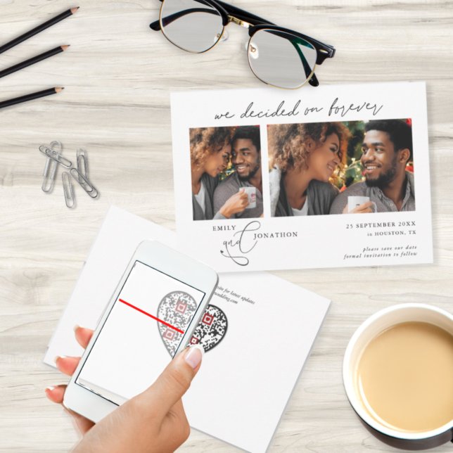 Beslut om Forever Script 2-foton Webbplats QR-kod Spara Datumet (Skapare uppladdad)