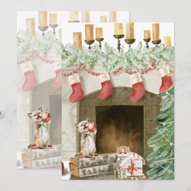 Besnåla Cat-julkort 4 Julkort (Fram/baksida)