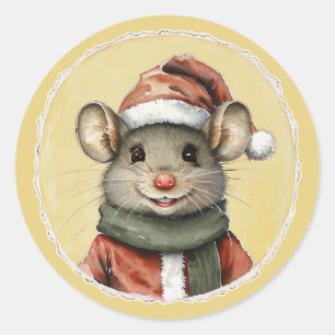 Besnåla julfavoriter - mus 1 runt klistermärke