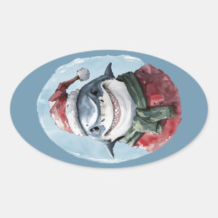 Besnåla julfavoriter - Shark 1 Ovalt Klistermärke