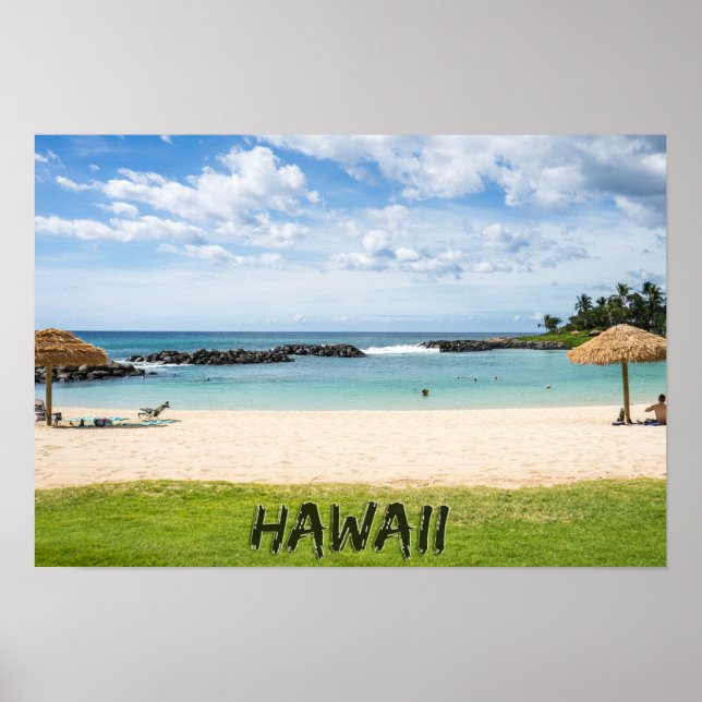 BeSnyn Hawaii Beach | Paradise Sol Sand & Grönt Poster (Framsidan)