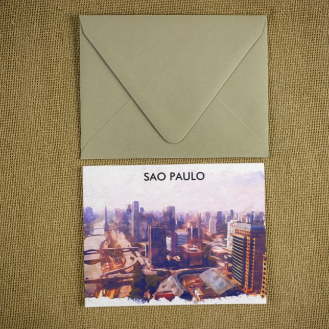 BeSnyo Sao Paulo Brasilien Skyline Painting Vykort (sao paulo cityscape panorama view postcard)