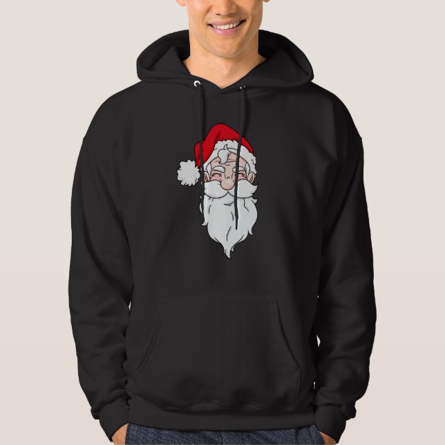 Besnyt Jultomten Ansikte med Hat Beard jul 1 Hoodie (Framsida)