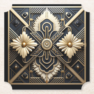 BeSnyval Art Deco Ivory Cream Guld Black Underlägg Papper