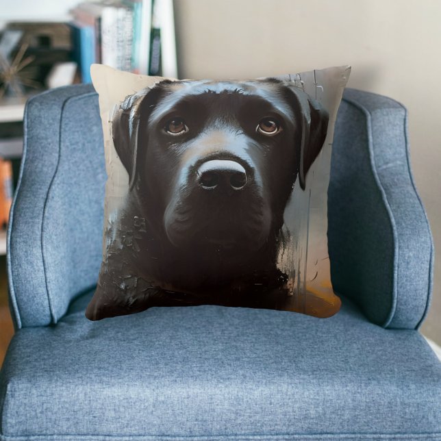 BeSnyval Black Labrador Porträtt Kudde (Skapare uppladdad)