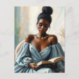 BeSnyval Black Woman Reading Bok Vykort