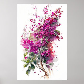 BeSnyval Bougainvillea Watercolor Poster