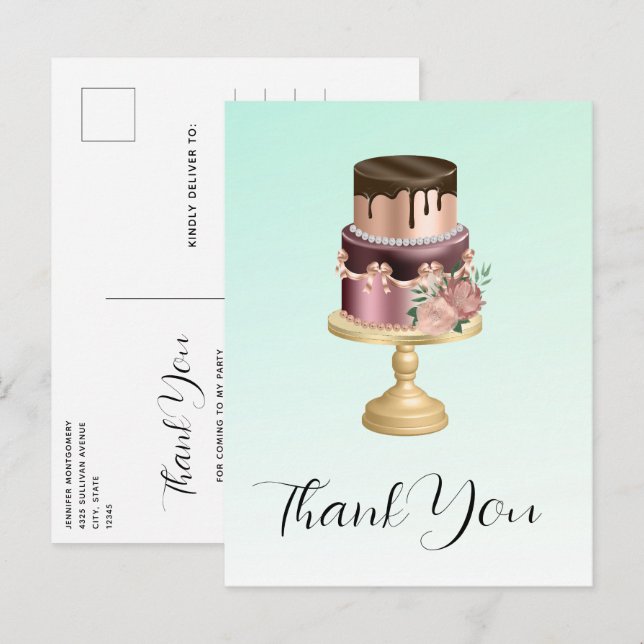 BeSnyval Glam Party Cake Tack Vykort (Fram/baksida)