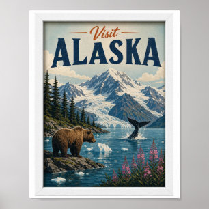 Besök Alaska Resa Vintage Poster