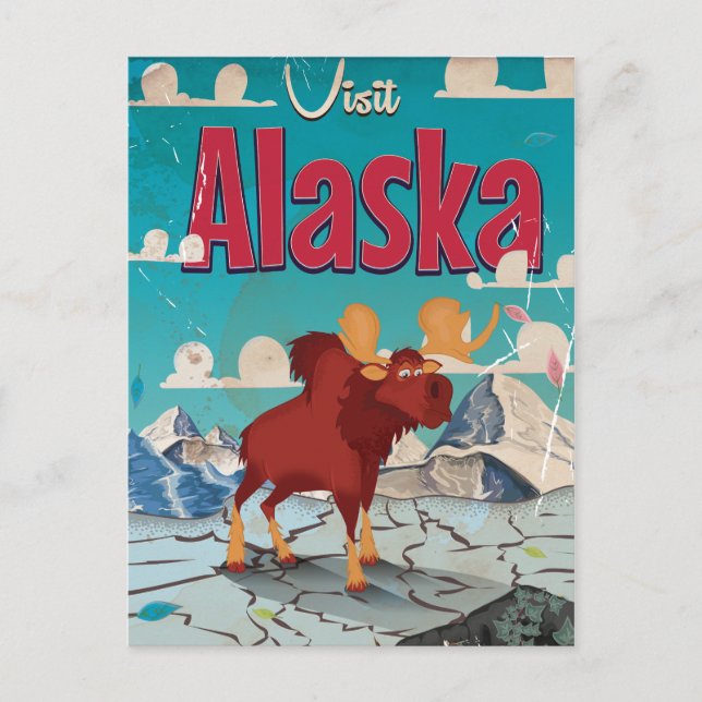 Besök Alaska Tecknad Vintage affisch Vykort (Framsida)