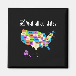 Besök All 50 stater Gift Usa Bucket List Magnet