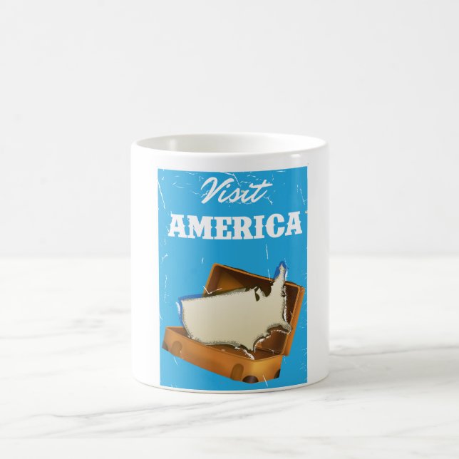 Besök amerika Retro gammal reseaffisch Kaffemugg (Center)