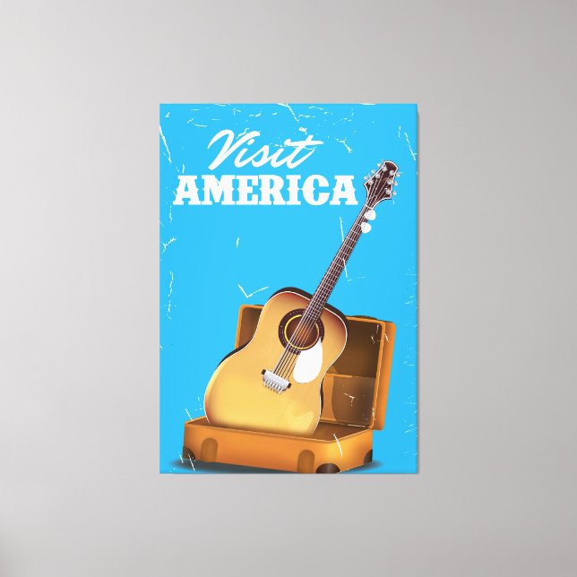 Besök amerika vintage-resaaffisch canvastryck (Framsida)