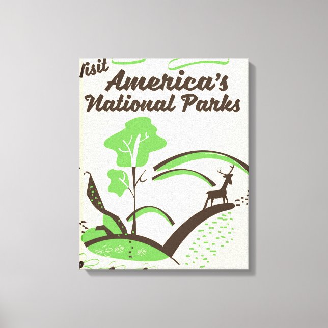 Besök Amerikas nationalparker vintageaffisch Canvastryck (Framsida)