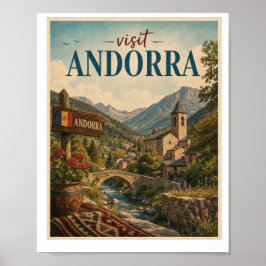 Besök Andorra Resa Vintage Poster