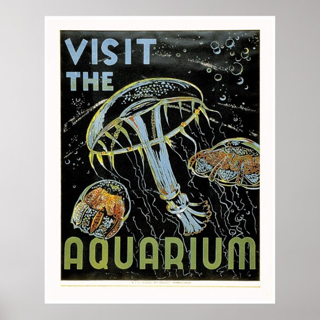 Besök Aquarium - WPA Poster geléer, maneter (Framsidan)