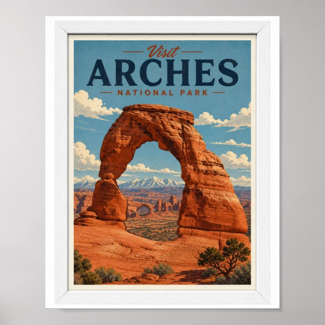 Besök Arches National Park Resa Vintage Poster (Framsidan)