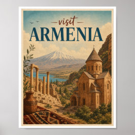 Besök Armenien Resa Vintage Poster