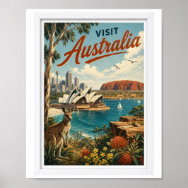 Besök Australien Resa Vintage Poster